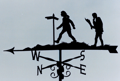 weathervane with decorative scrolls